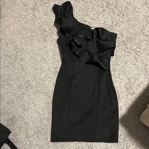 Lipsy Black Asymmetrical Ruffled Cocktail Dress